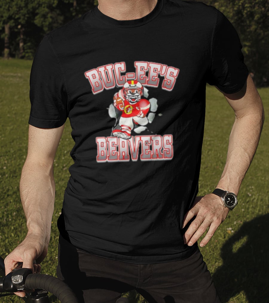 Buc-Ee’s Beavers Football Mascot Running With Ball T-Shirt