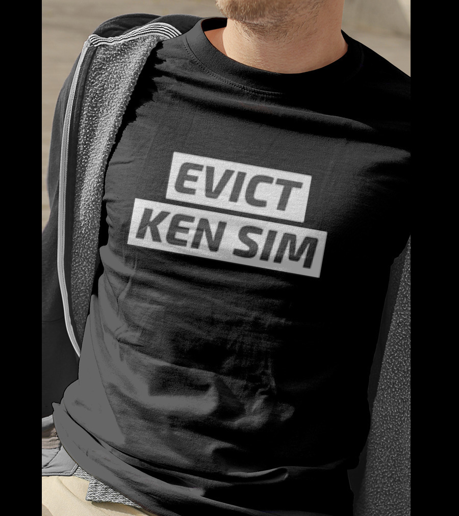 EVict Ken Sim Black Text Block Protest T-Shirt