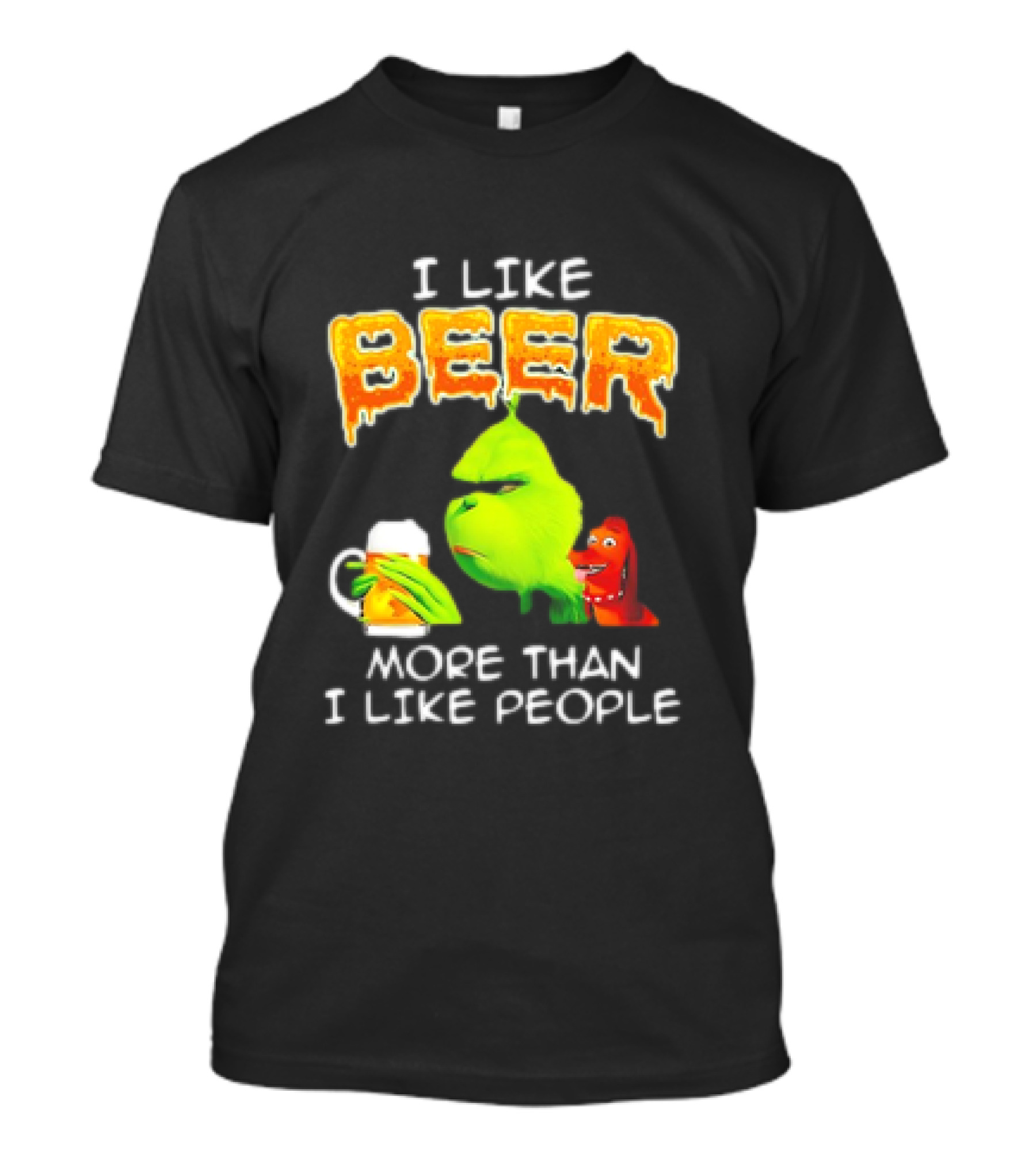Grinch I Like Beer More Than I Like People With Dog Iconic T-Shirt