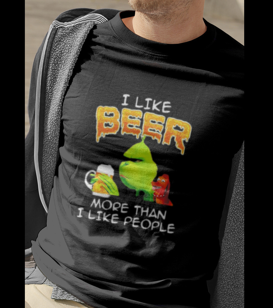 Grinch I Like Beer More Than I Like People With Dog Iconic T-Shirt