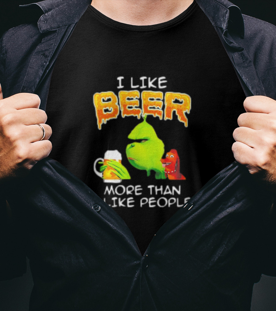 Grinch I Like Beer More Than I Like People With Dog Iconic T-Shirt