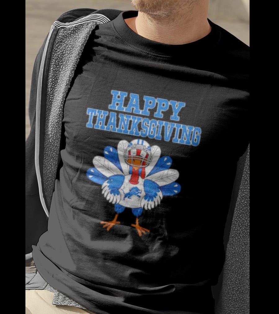 Happy Thanksgiving Detroit Lions Turkey Football Fan T-Shirt