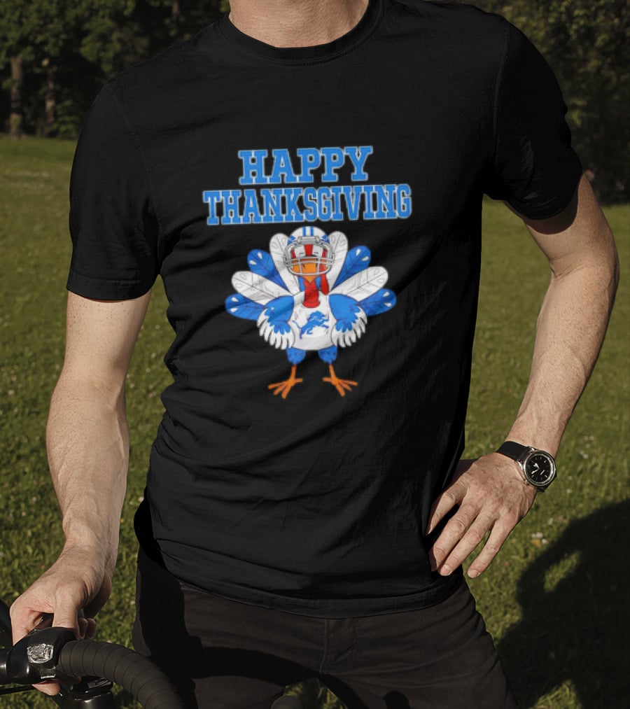 Happy Thanksgiving Detroit Lions Turkey Football Fan T-Shirt