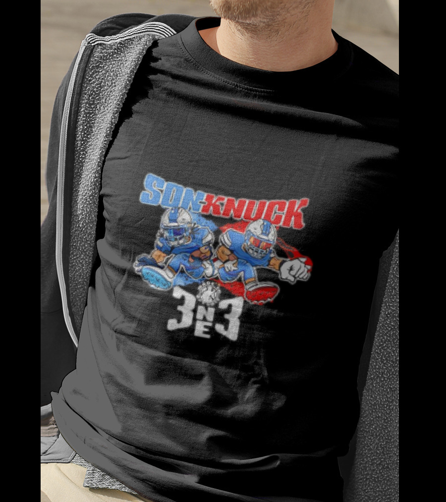 Son-Knuck 3NE3 Detroit Lions Inspired Football Characters T-Shirt