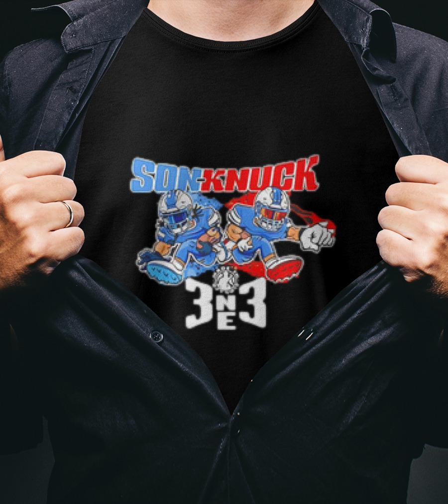 Son-Knuck 3NE3 Detroit Lions Inspired Football Characters T-Shirt