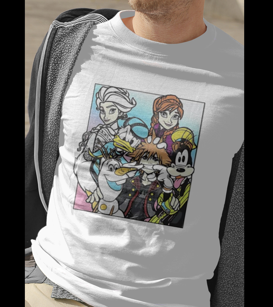Disney Kingdom Hearts Frozen Characters Crossover T-Shirt