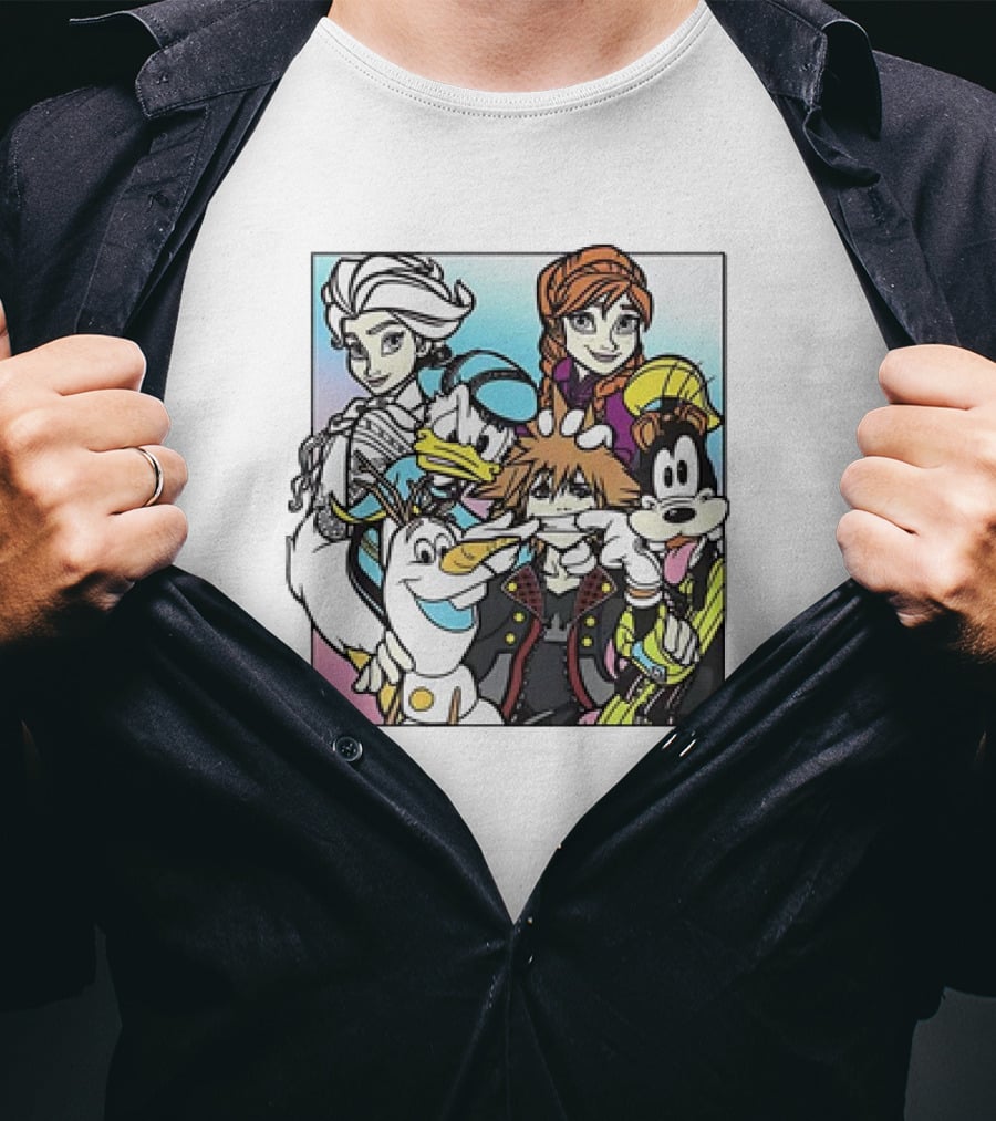 Disney Kingdom Hearts Frozen Characters Crossover T-Shirt