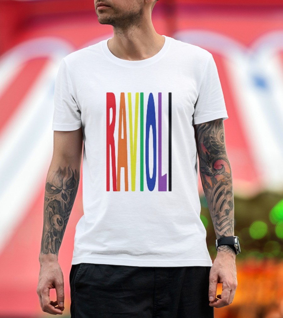 Ravioli Rainbow Colorful Block Letters T-Shirt