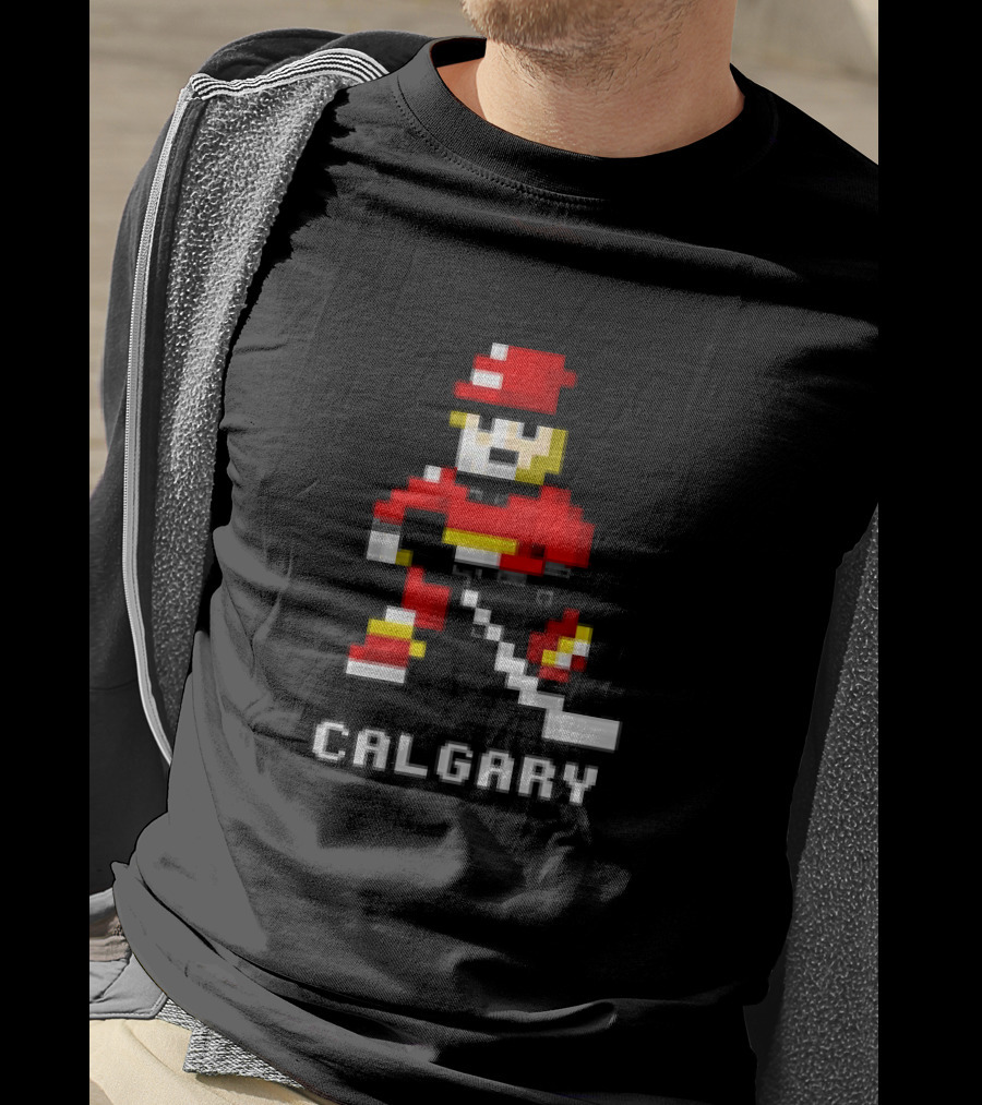 Calgary Hockey Pixelated Player T-Shirt