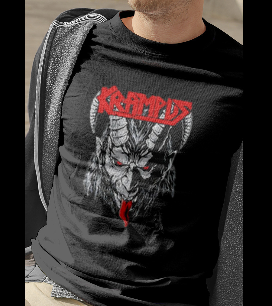 Scerry Krampus Christmas Krampus Horned Demon Face T-Shirt