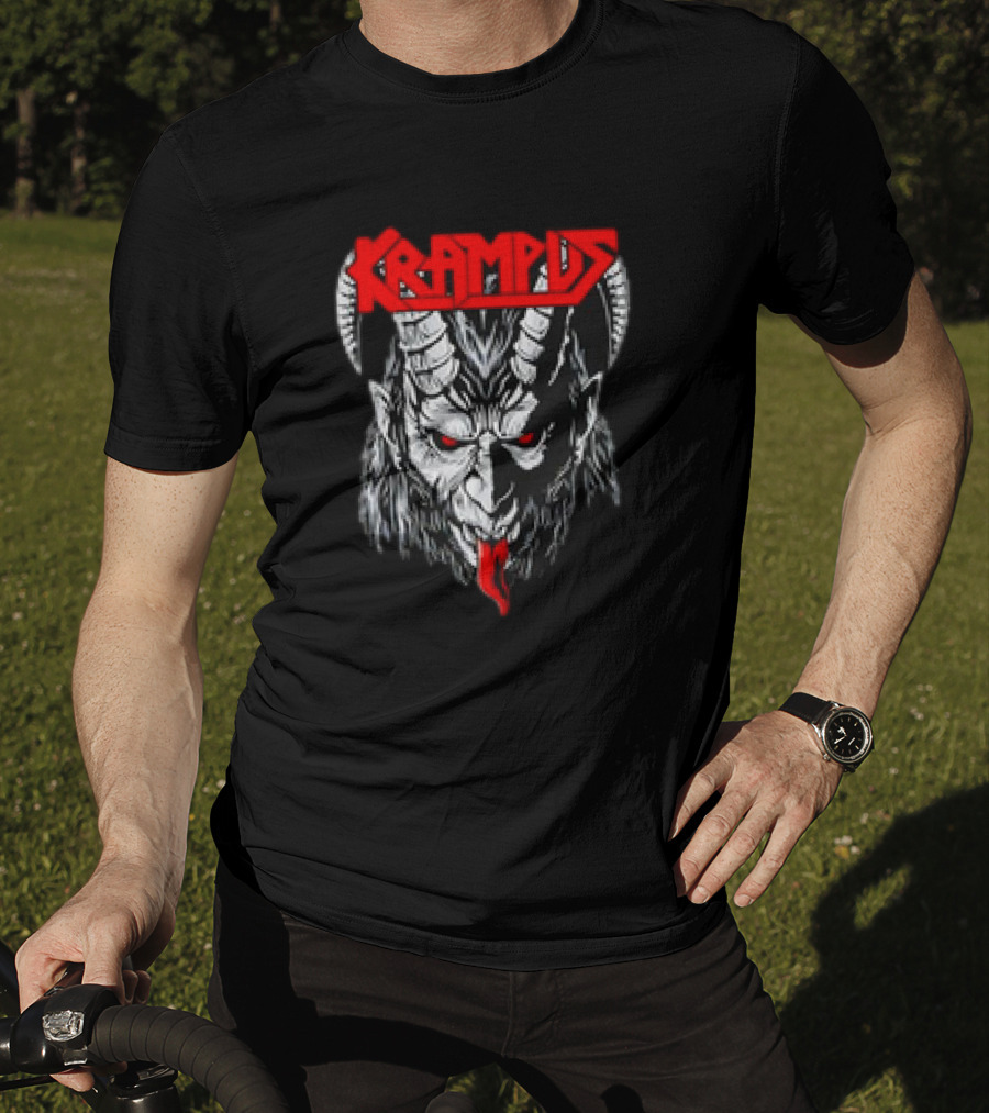 Scerry Krampus Christmas Krampus Horned Demon Face T-Shirt