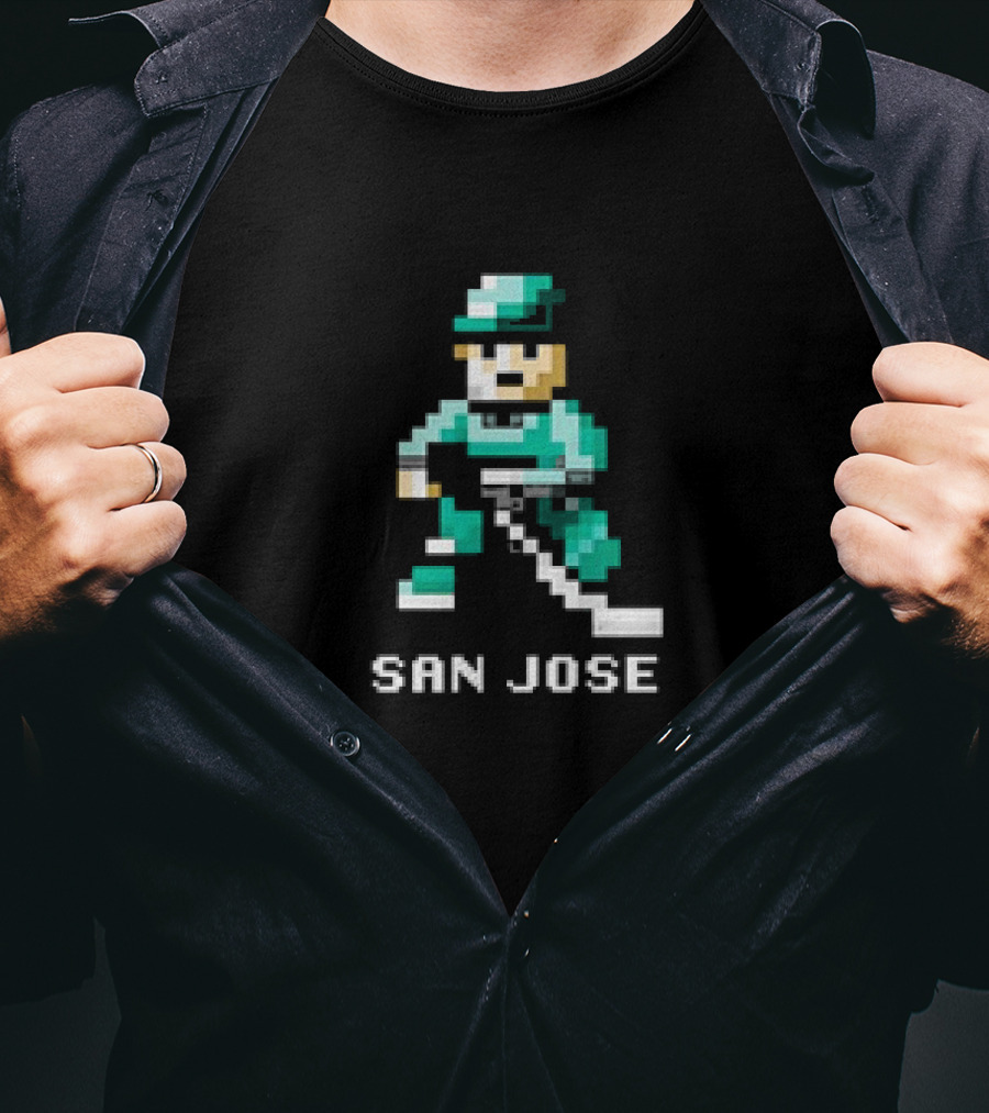 San Jose Hockey 8 Bit Retro Pixel T-Shirt