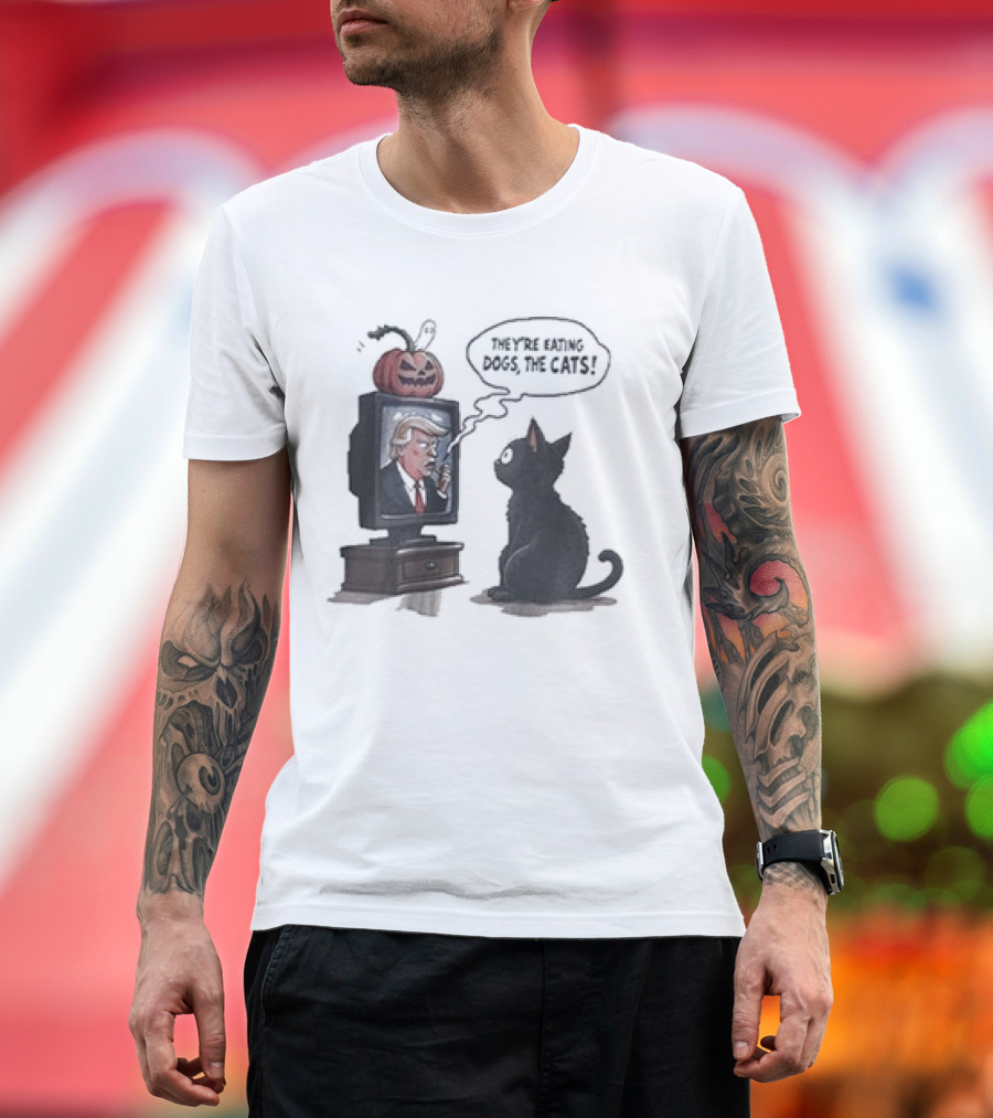 They're Eating Dogs, The Cats Trump Halloween Cartoon T-Shirt