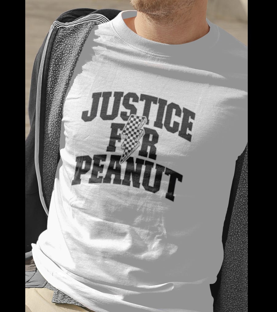 Justice For Peanut Animals Protection Movement With Checkered Bolt T-Shirt
