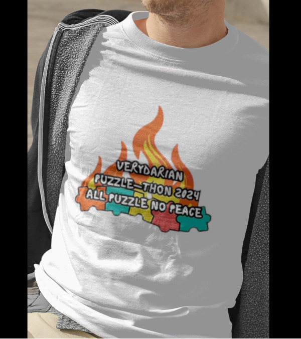 Verydarian Puzzle Thon 2024 All Puzzle No Peace Flame Puzzle Pieces T-Shirt