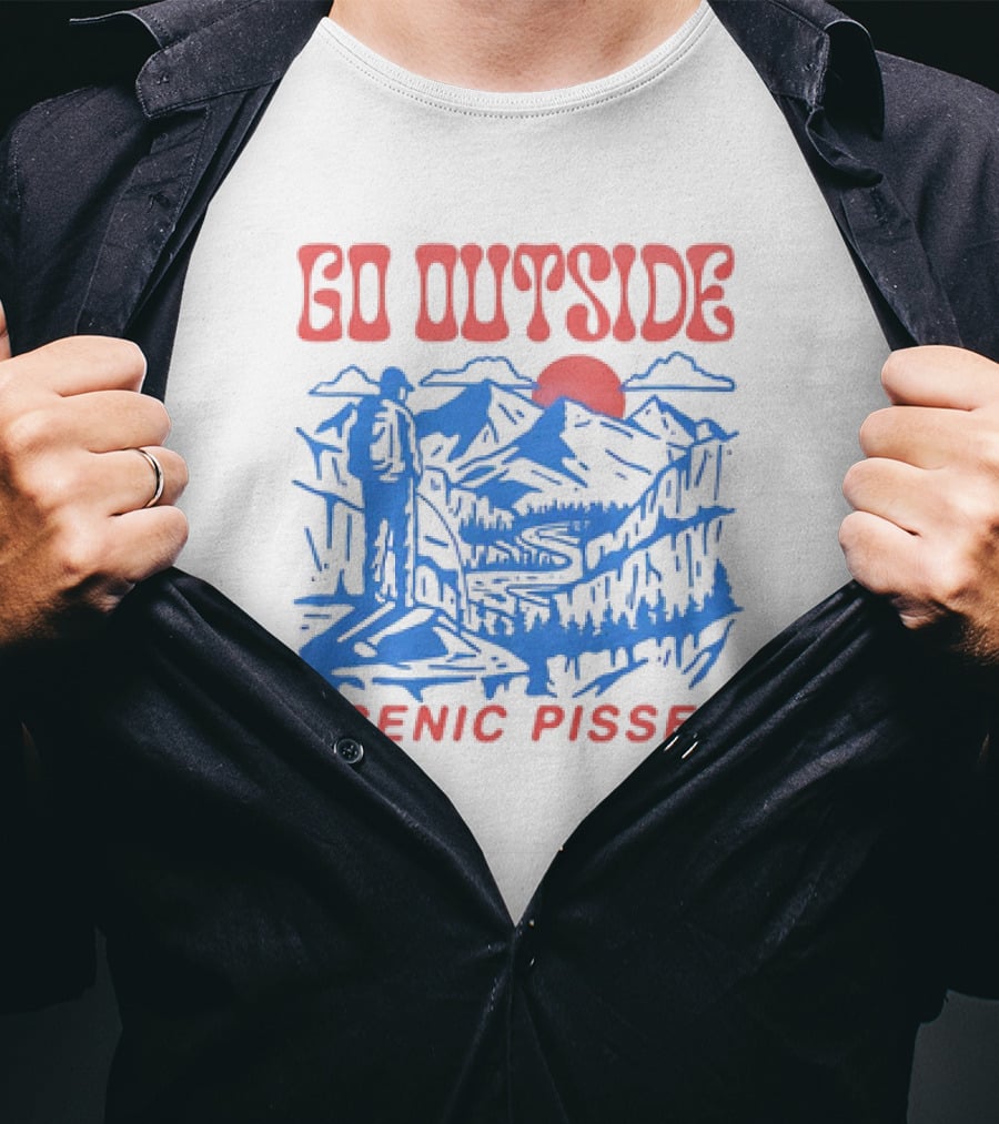 Go Outside Mountain Scenic Pisses T-Shirt