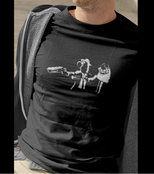 Gritty Phanatic Silhouette Stencil Dual-Wielding Baseball Mascot T-Shirt