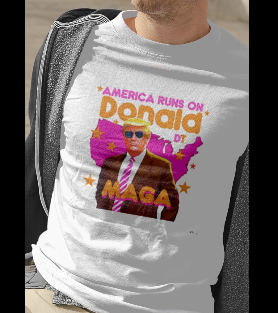 America Runs On Donald DT MAGA With Map And Stars T-Shirt