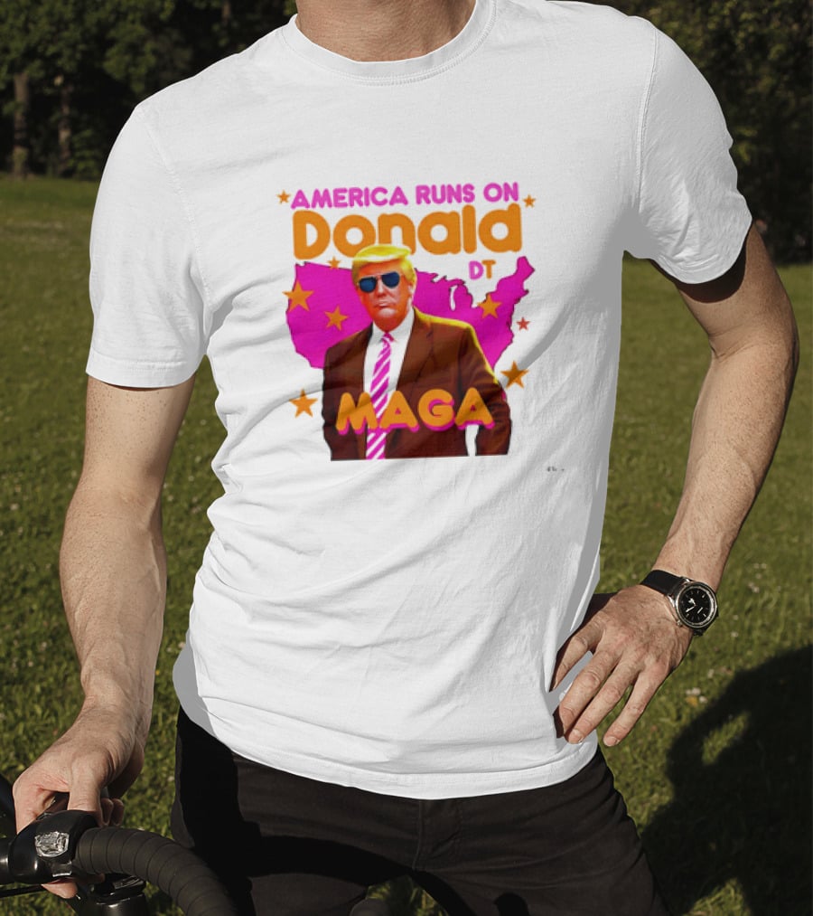 America Runs On Donald DT MAGA With Map And Stars T-Shirt