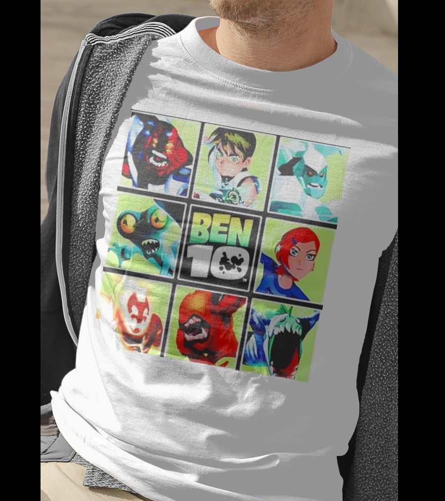 Ben 10 Alien Forms Panels Featuring Iconic Characters And Creatures T-Shirt