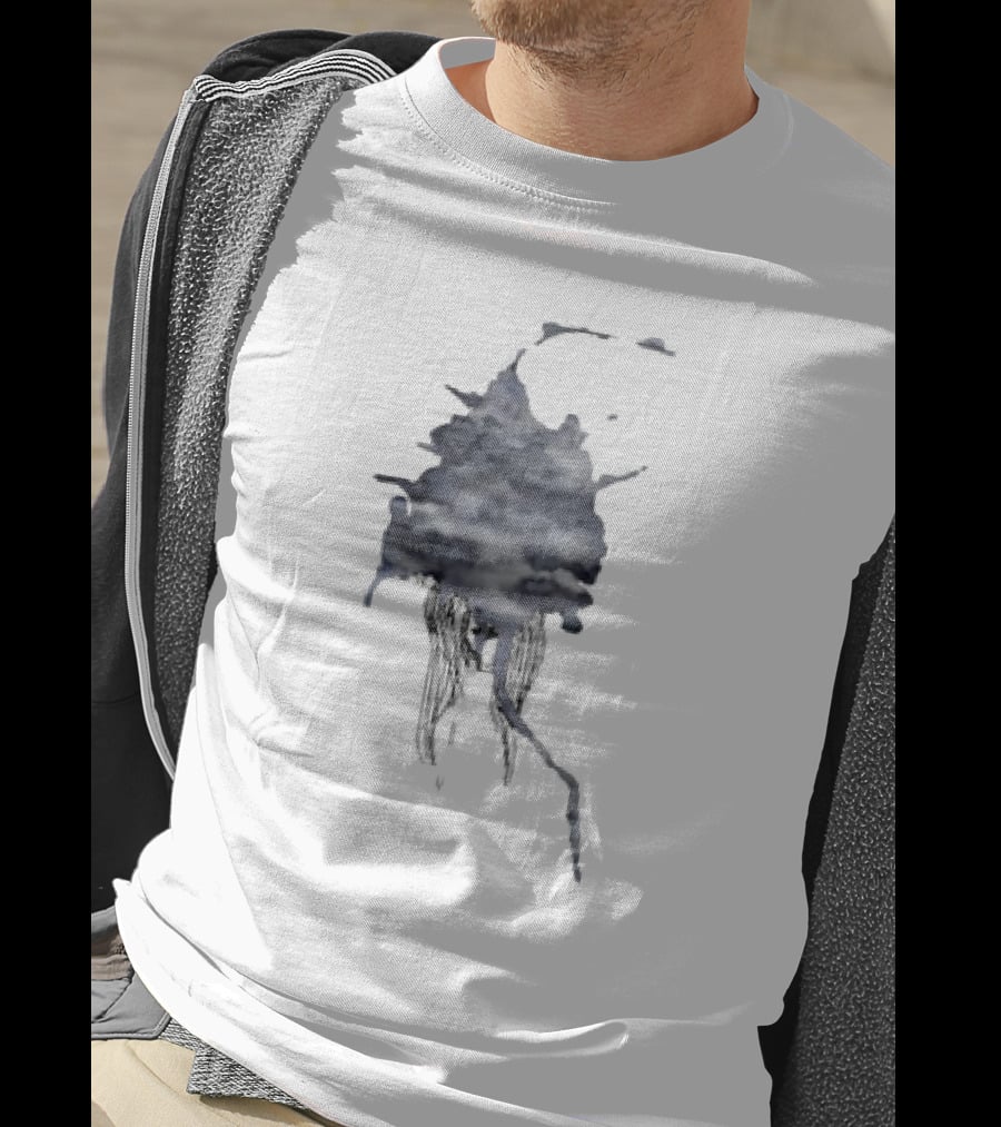Clouded Classic Abstract Ink And Wash Sky Scene T-Shirt