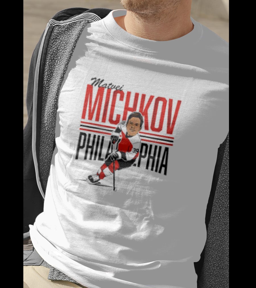 Matvei Michkov Philadelphia Center Ice NHLPA Hockey Caricature T-Shirt