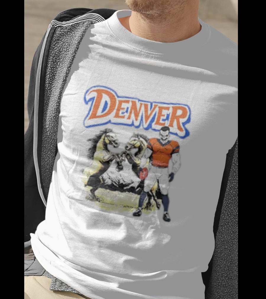 Denver Football American Team Sports Player With Horses T-Shirt