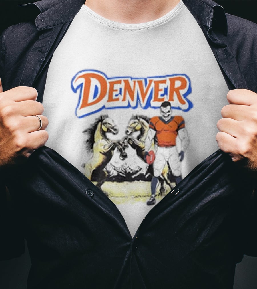 Denver Football American Team Sports Player With Horses T-Shirt
