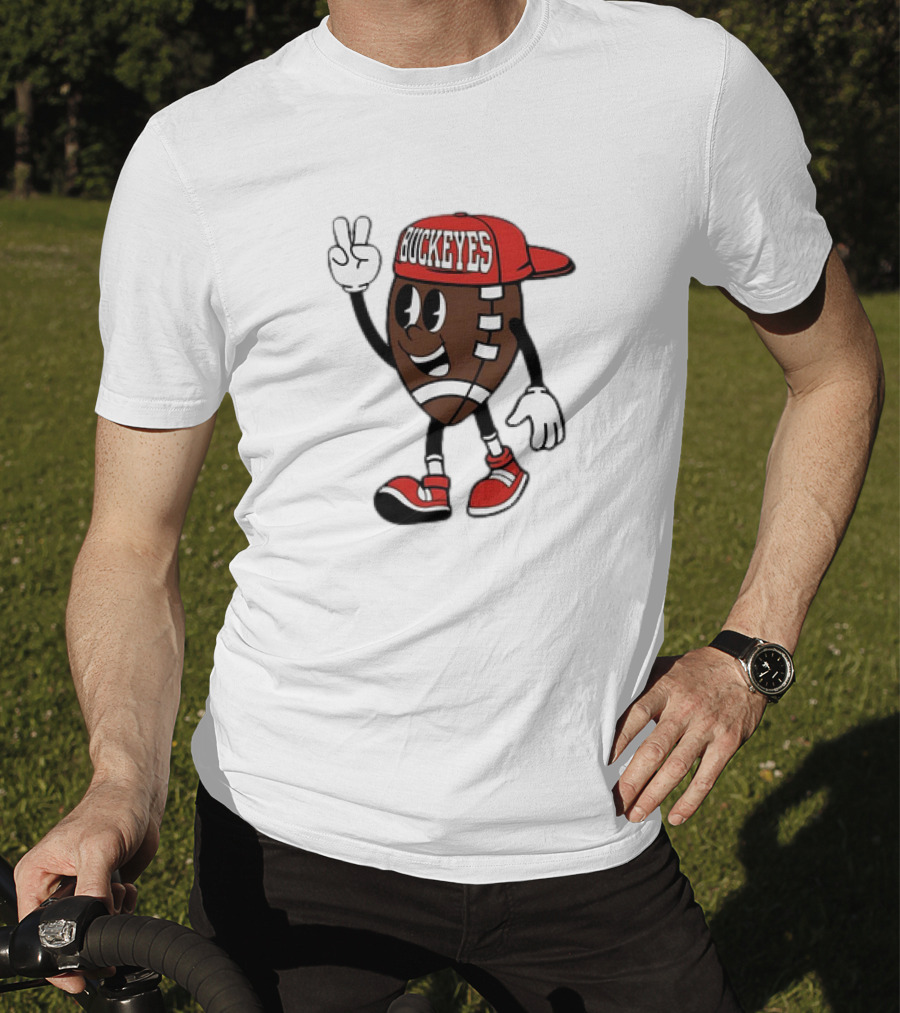 Ohio State Buckeyes Football Cartoon Mascot Peace Sign T-Shirt