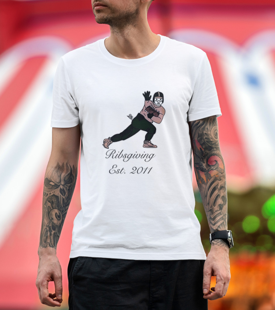 Green Pig Ribsgiving Est. 2011 Football Player T-Shirt