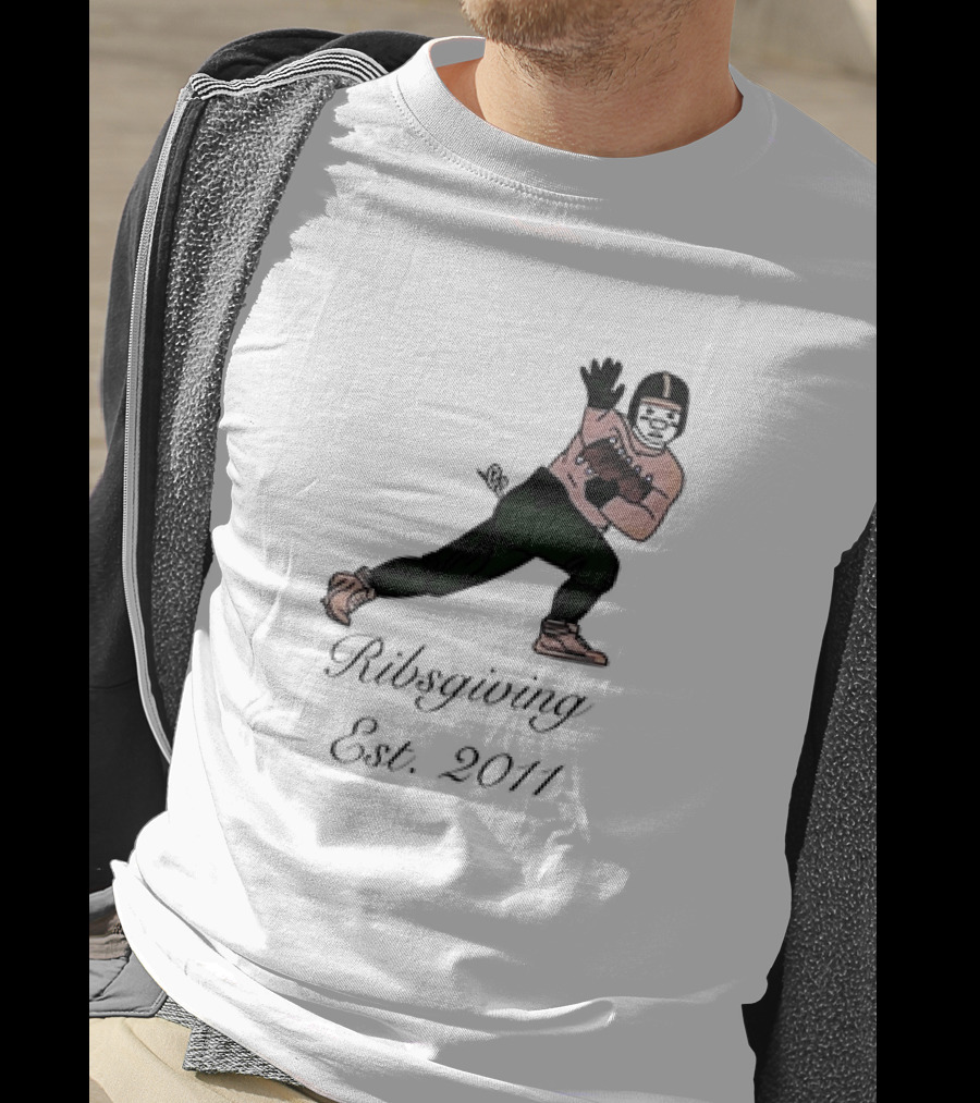 Green Pig Ribsgiving Est. 2011 Football Player T-Shirt