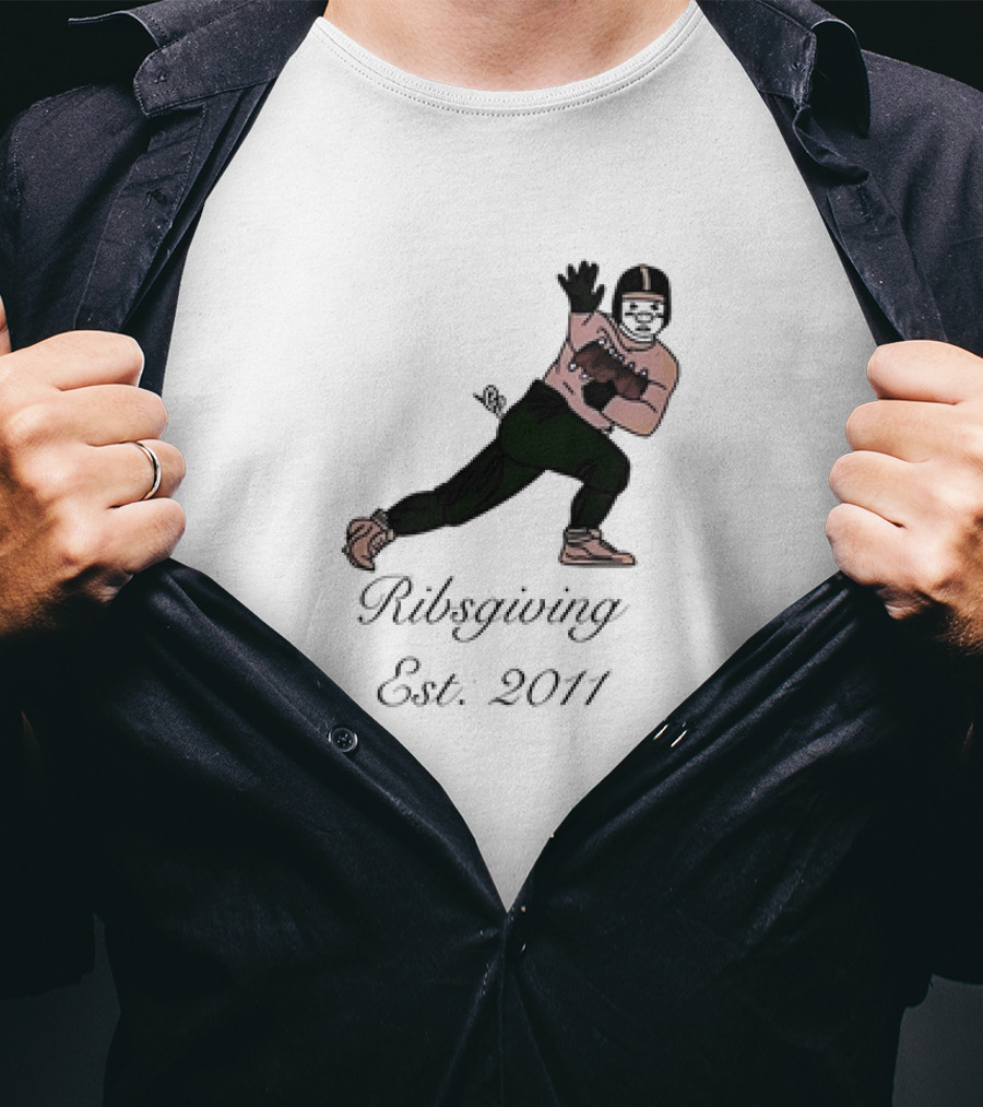 Green Pig Ribsgiving Est. 2011 Football Player T-Shirt