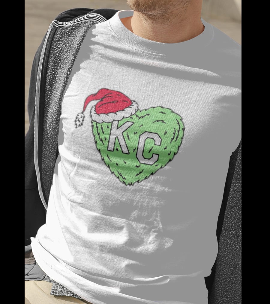 Grinch KC Heart Christmas Santa Hat T-Shirt