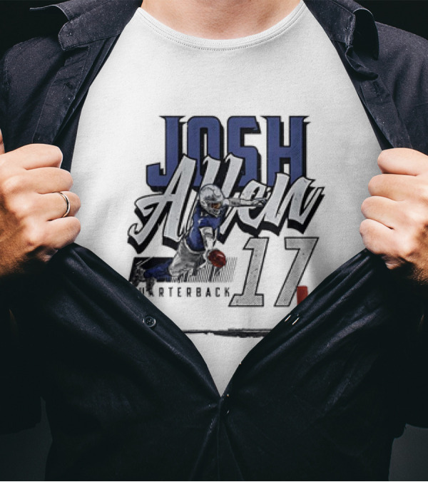 Josh Allen 17 Quarterback Dive Buffalo Bills T-Shirt