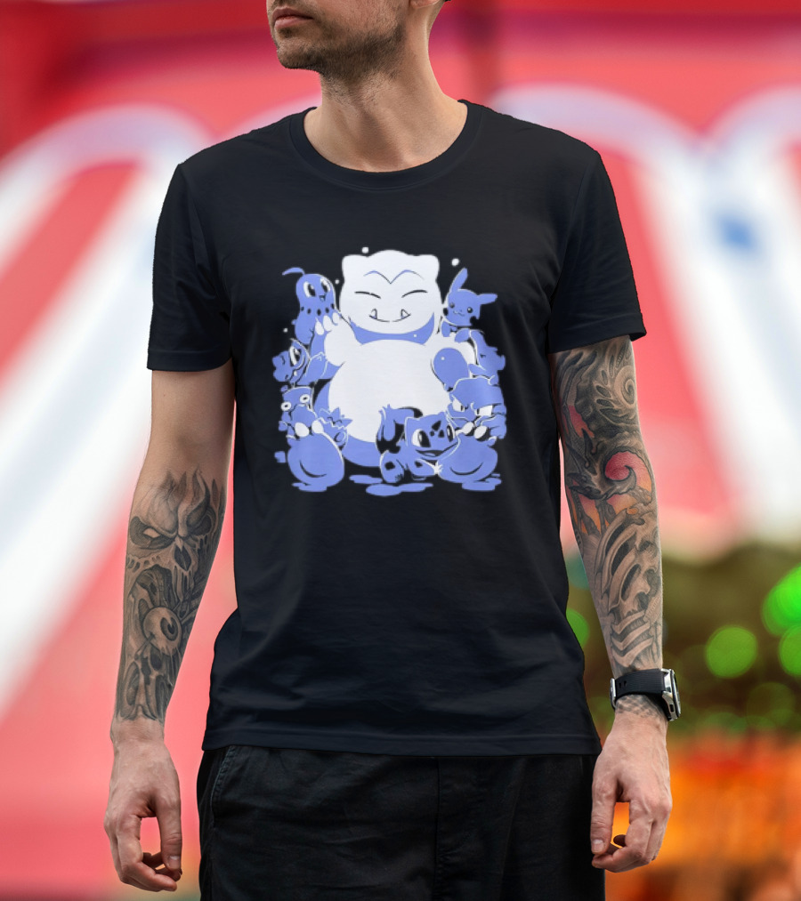 Snorlax Snowman Surrounded by Pokémon Snowlaxman T-Shirt