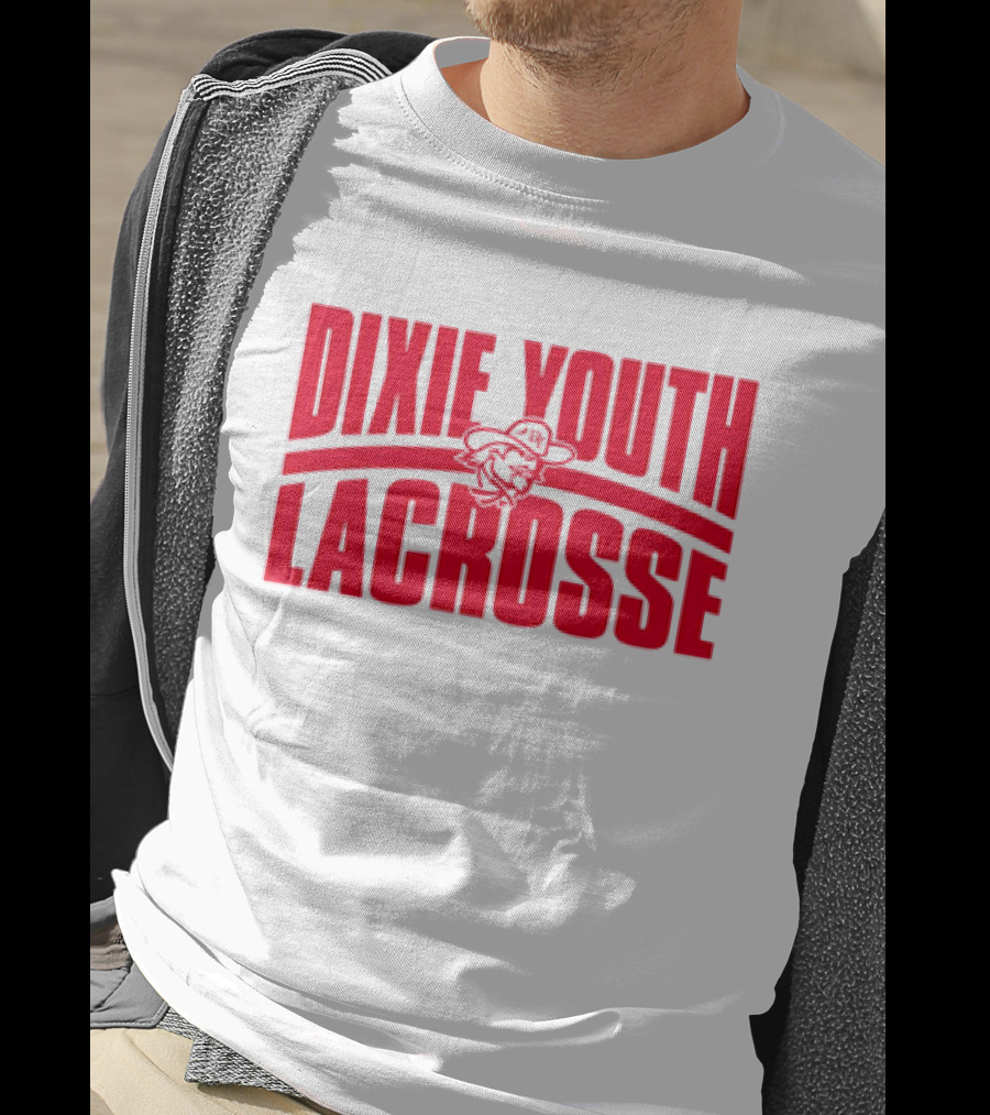 Dixie Youth Lacrosse Red Text Logo With Mascot Character T-Shirt