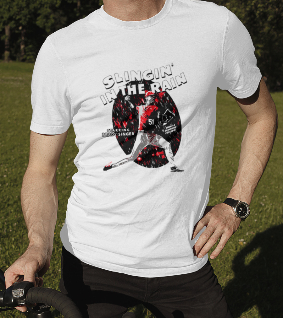 Slingin' In The Rain Starring Brady Singer Major League Royals T-Shirt