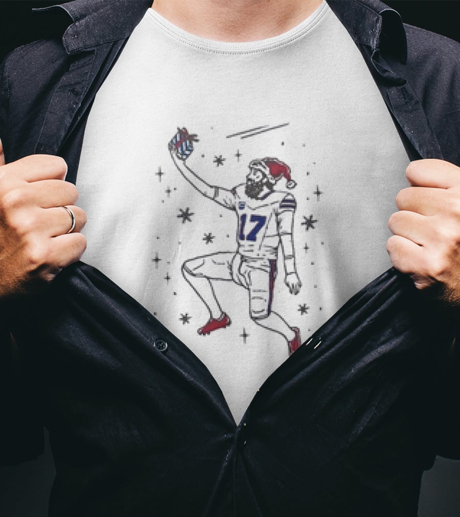 Santa Josh Allen Buffalo Bills Christmas Quarterback Football 17 T-Shirt