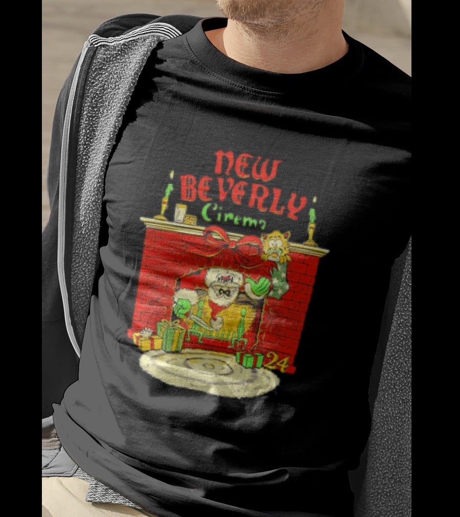 New Beverly Cinema Christmas Horror Santa Fireplace Scene T-Shirt