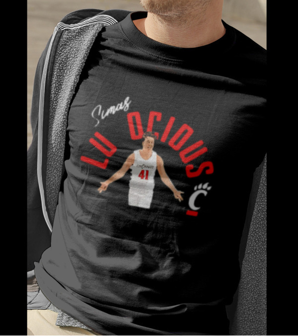 Simas Lukosius Cincinnati Bearcats Number 41 Red Text With Bearcats C T-Shirt