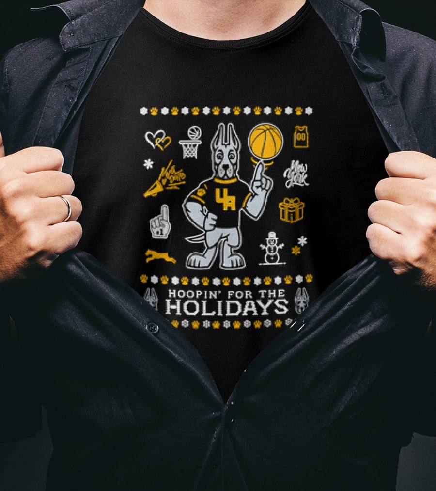 UAlbany Hoopin' For The Holidays New York Basketball Christmas T-Shirt
