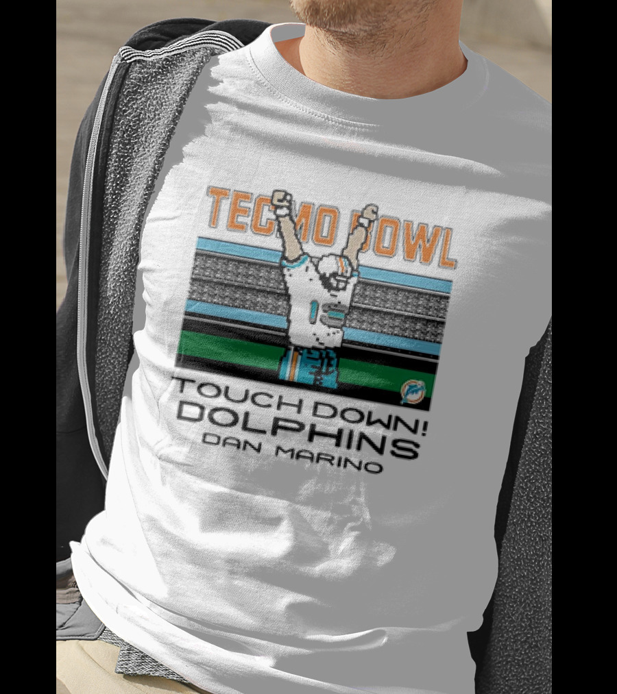 Tecmo Bowl Touch Down Dolphins Dan Marino Vintage Miami Dolphins T-Shirt