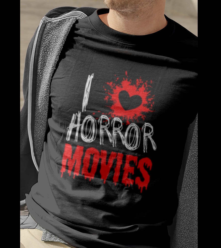 I Heart Horror Movies With Red Splatter T-Shirt