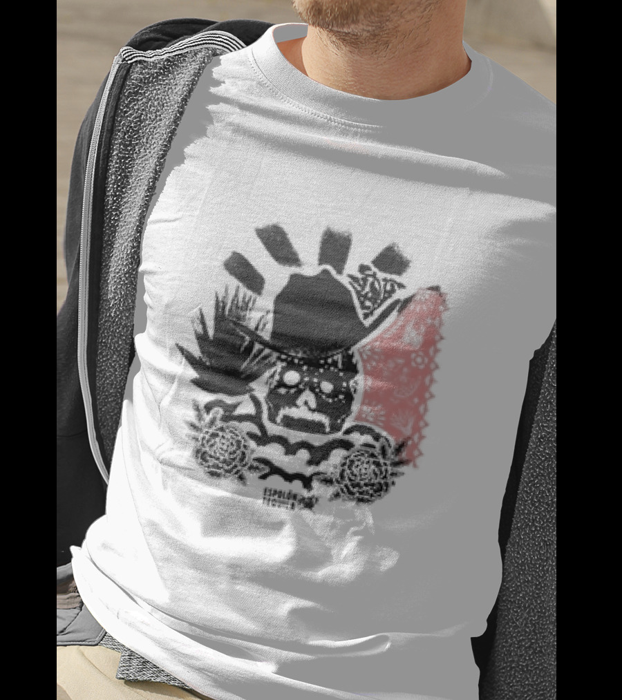 Los Espíritus Espolon Tequila Skull With Agave And Floral Elements T-Shirt