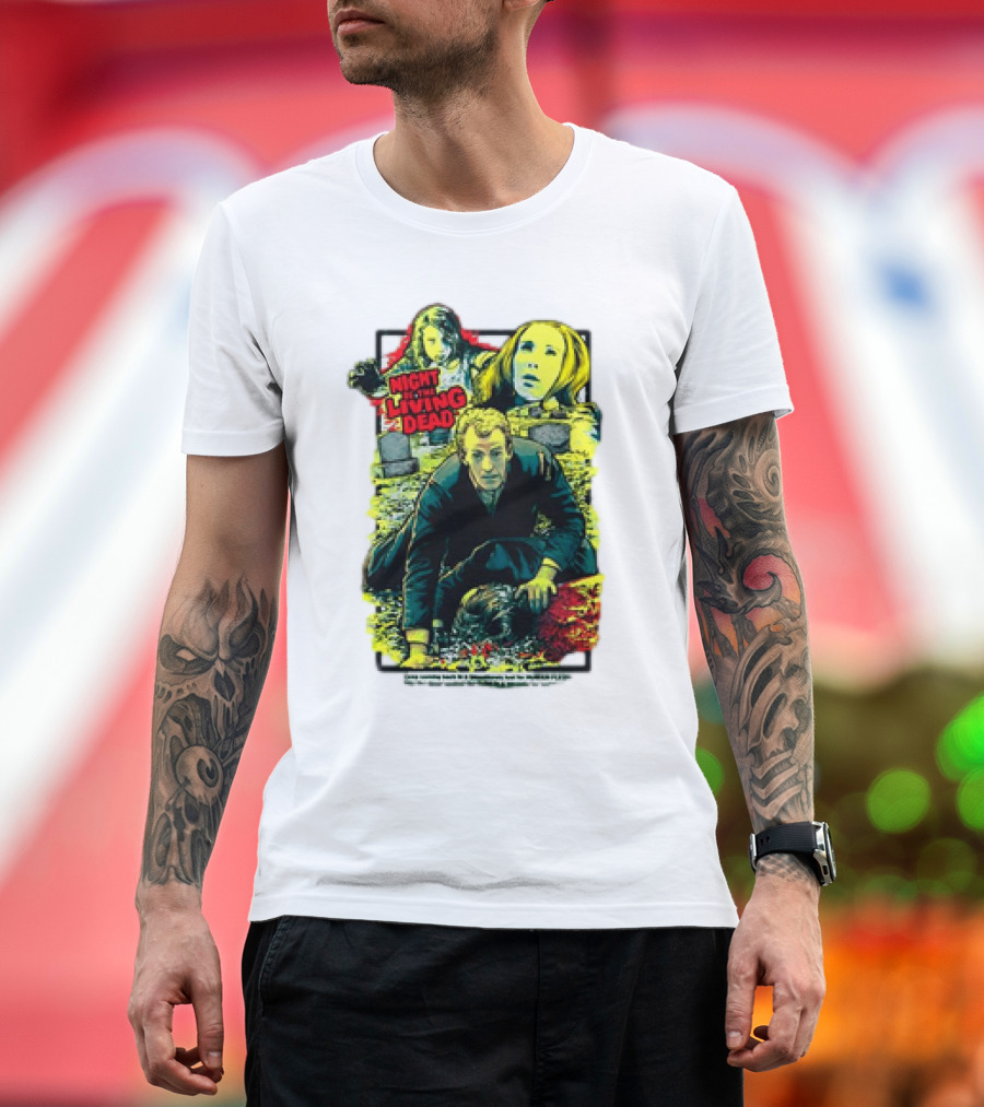 Night Of The Living Dead Classic Horror Scene with Surrounded by Death Faces T-Shirt