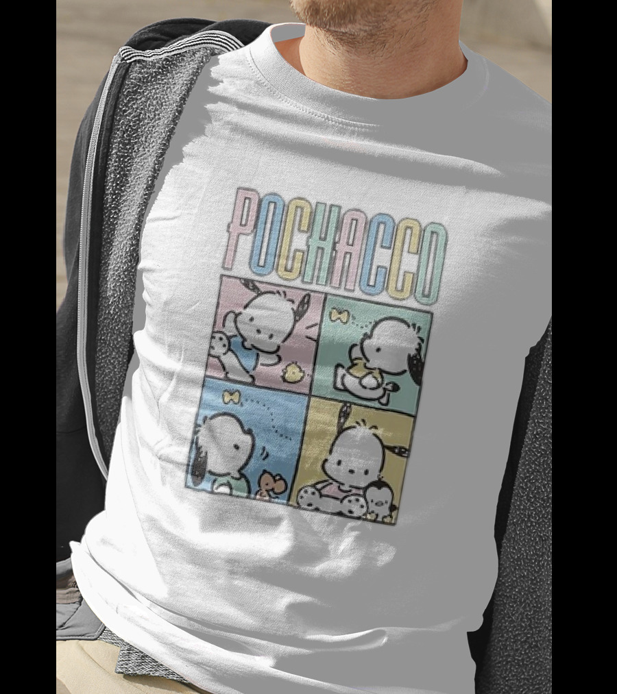POCHACCO Pastel Grid Cute Comics Panel Series T-Shirt