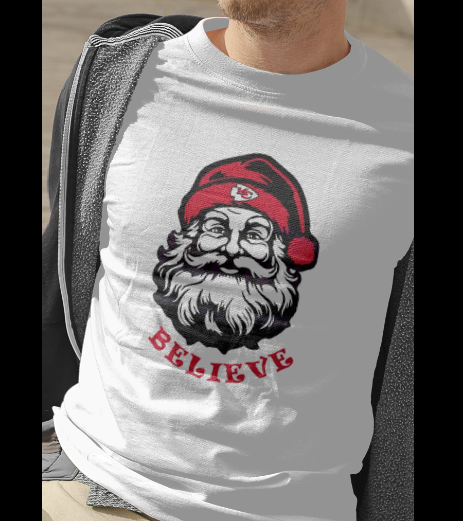 Santa Claus Believe Kansas City Chiefs Christmas T-Shirt