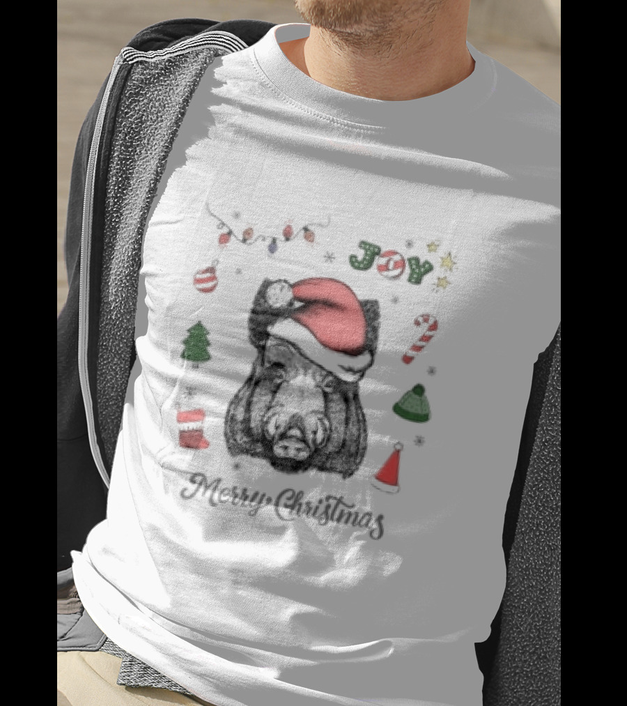 Boar Merry Christmas Joy With Santa Hat And Festive Icons T-Shirt