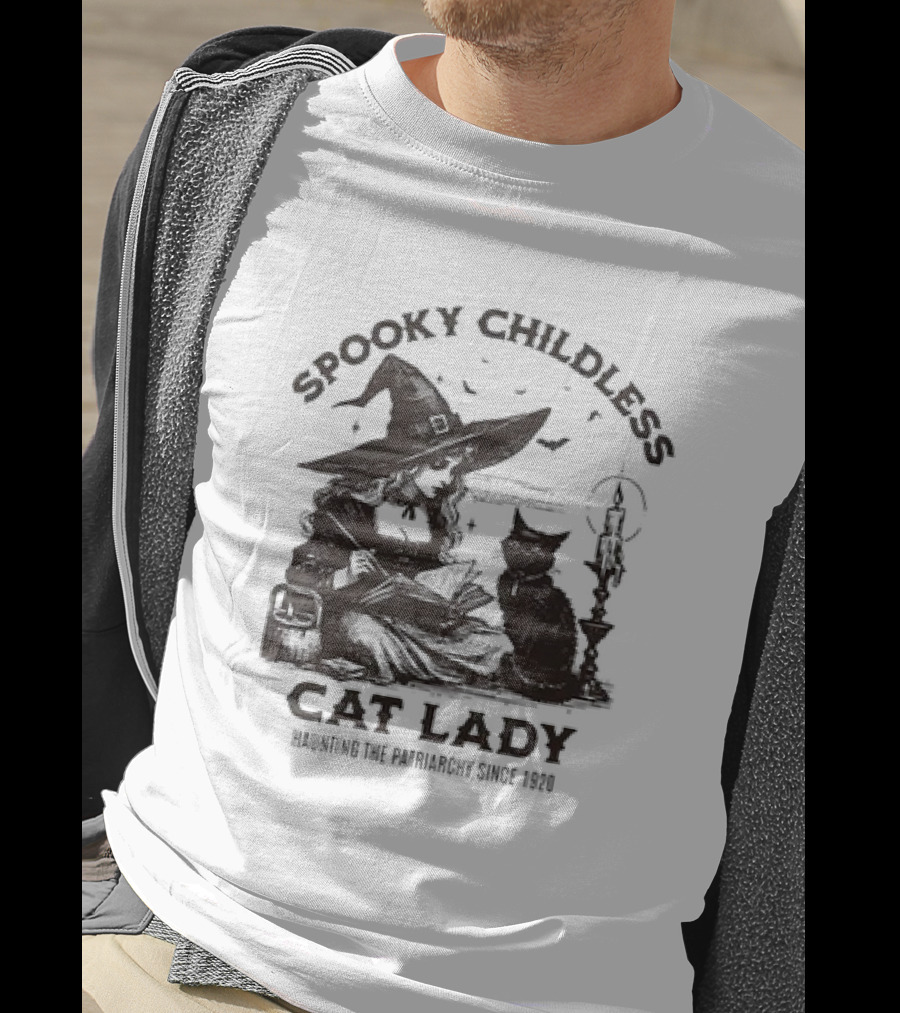 Spooky Childless Cat Lady Witch Haunting The Patriarchy Since 1920 T-Shirt