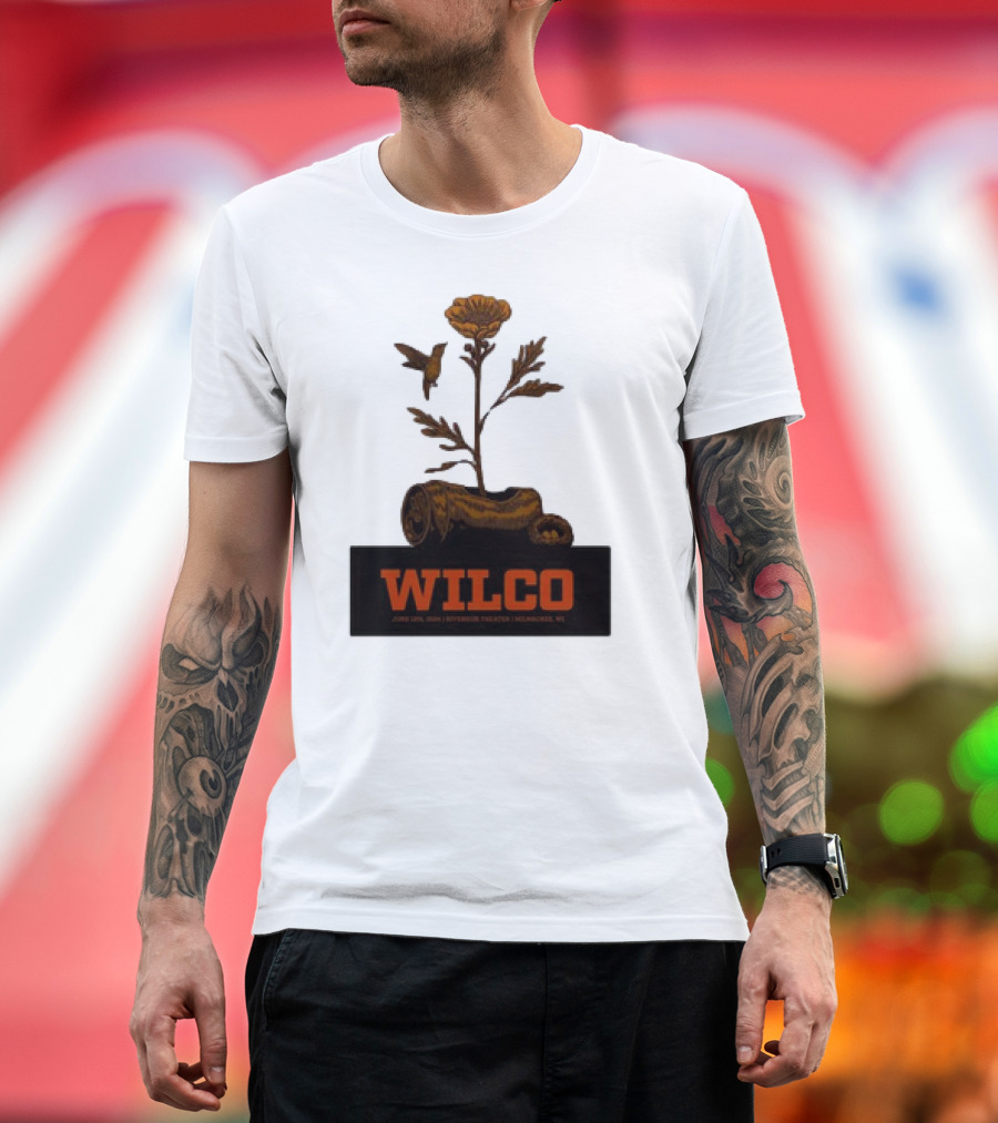 Wilco June 12, 2024 Riverside Theater Milwaukee WI Flower and Hummingbird T-Shirt